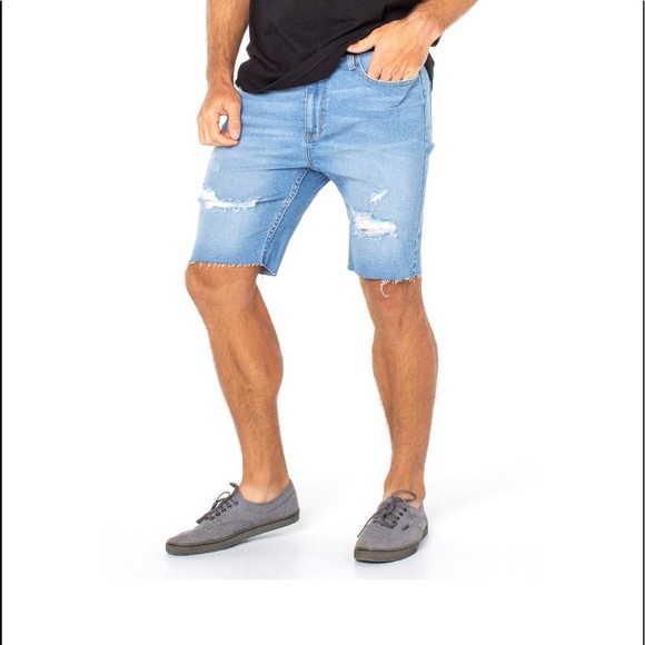 No Boundaries Mens Slim Fit Denim Distressed Jean Shorts NEW - Picture 4 of 5